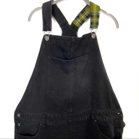 Elwood Bib Overalls Black Denim With 1 Plaid Yellow Strap Size 38 - Picture 3 of 12